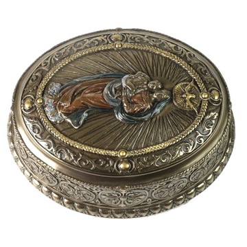 PIĘKNA SZKATUŁKA Z WIZERUNKIEM MATKI BOSKIEJ Z JEZUSEM NA RÓŻANIEC V