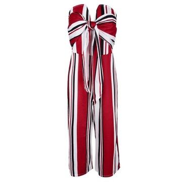 Damski kombinezon w paski z wiązaniem z przod