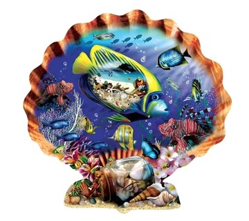 DREWNIANE PUZZLE PODMORSKI ŚWIAT A5 EDUKACYJNE 21X15X3,5CM