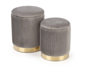 НАБОР ИЗ 2 ПУФОВ СЕРОЙ ТКАНИ MONTY HALMAR