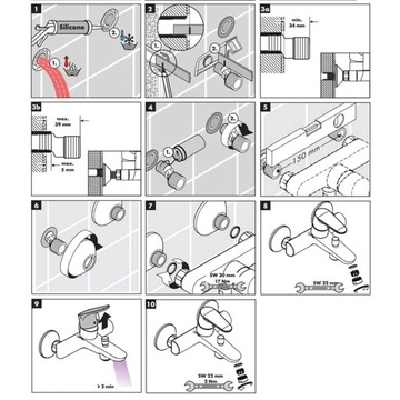 НАСТЕННЫЙ СМЕСИТЕЛЬ ДЛЯ ДУША ДЛЯ ВАННЫ, ГЛЯНЦЕВЫЕ ХРОМИРОВАННЫЕ ФИТИНГИ