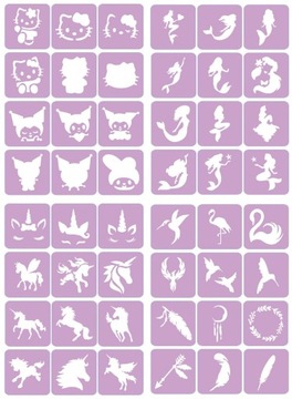 Szablony do tatuaży brokatowych, Tatuaże brokatowe - mix 100 sztuk