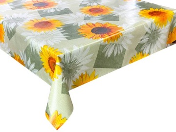 Cerata na Metry Obrus Ceratowy Kwiaty Słoneczniki Zielony 280x140 cm