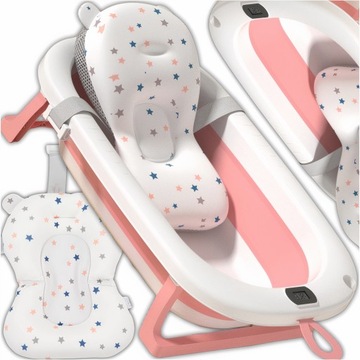 WANIENKA SKŁADANA SILIKONOWA Z TERMOMETREM LCD + PODUSZKA ZAGŁÓWEK WANNA