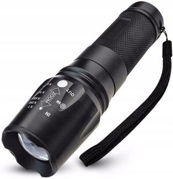 Super jasna latarka taktyczna LED Zoom 2500lm
