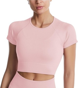 Damskie sportowe T-shirty, bezszwowa koszulka do jogi, krótka, oddychająca
