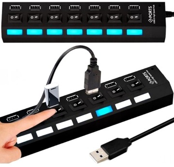 HUB ROZDZIELACZ 7 PORT USB ROZGAŁĘŹNIK PRZEDŁUŻACZ