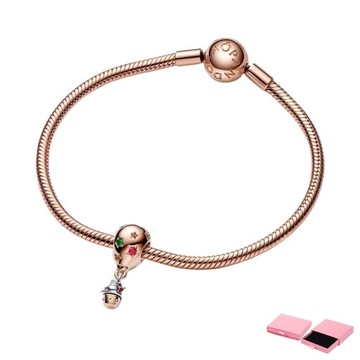 925 Srebro Bransoletka z Srebrno-złoty charms Święty Mikołaj w balonie