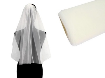 WELON ŚLUBNY 70 cm jednowarstwowy klasyczny na grzebyku - kolor IVORY