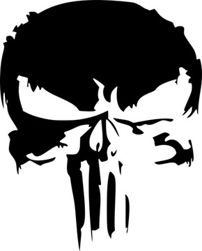 naklejka na samochód kask CZASZKA PUNISHER 15 x 12,1 cm