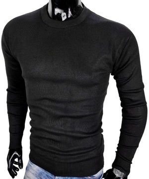 Czarny męski sweter wełniany klasyczny K72 r. 3XL