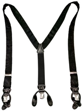 Szelki 2w1 tkanina JEDWAB CZARNY wzór w ORNAMENTY