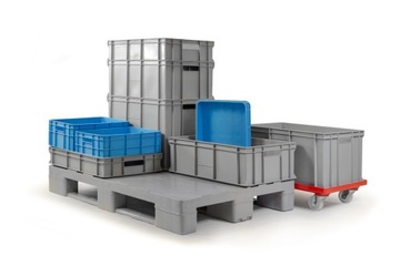 Транспортная тележка для ящиков, контейнеров, 600x400, из ABS+ EURO NORM RED