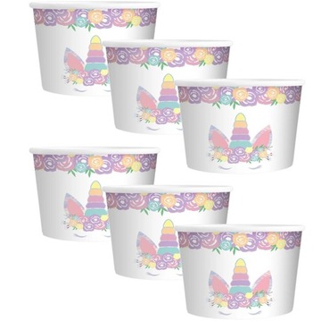 KUBEK DO LODÓW PAPIEROWY JEDNOROŻEC UNICORN RÓŻOWY NA URODZINY 150 ML 6 SZT