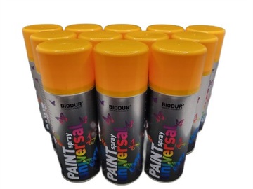 Spray farba ŻÓŁTY MELONOWY połysk RAL 1028 - 400 ml zestaw 12 sztuK