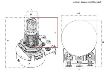 Линейный потенциометр B500K - маленький