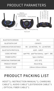 Приемник передатчика BT 5.0 для телевизора, наушники APTX-HD