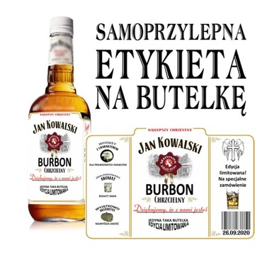 PODZIĘKOWANIE DLA CHRZESTNEGO ETYKIETA NA BURBON