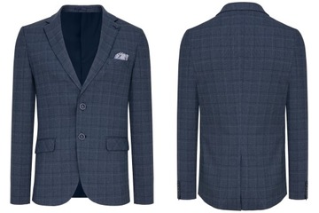 MARYNARKA MĘSKA ELEGANCKA GRANATOWA W KRATĘ: 56