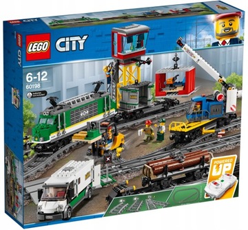 LEGO City 60198 Pociąg Towarowy Terminal Dźwig Tor