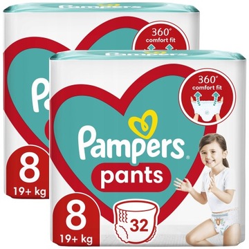 PAMPERS Pants rozmiar 8 pieluchomajtki pieluszki 64szt