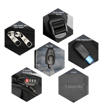 Большой, вместительный рюкзак для ноутбука с диагональю 18 дюймов Tigernu T-B3905 RFID USB графитовый