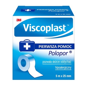 Viscoplast Polopor, przylepiec włókninowy, 5 m x 25 mm, 1 sztuka