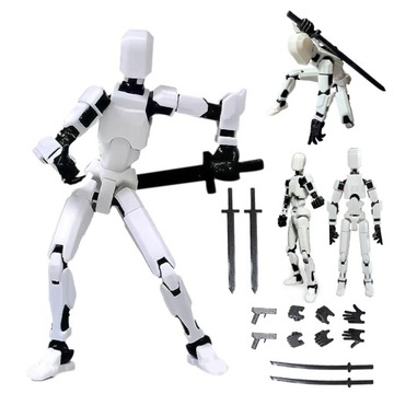 WIELOPRZEGUBOWY RUCHOMY ROBOT DRUKOWANY MANEKIN W 3D ZABAWKI FIGURKI BIAŁY