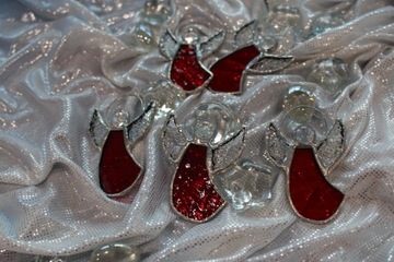 Витражные ангелы, НАБОР из 5 шт., красный, рифленый