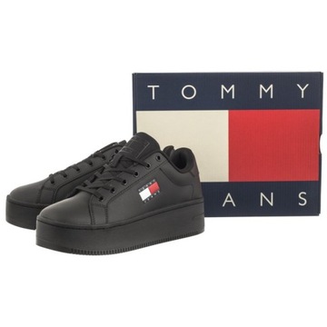 Buty Sneakersy na Platformie Damskie Tommy Hilfiger EN0EN02518 Czarne