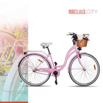ЖЕНСКИЙ ГОРОДСКОЙ ВЕЛОСИПЕД 28 ДЮЙМОВ ЖЕНСКАЯ КОРЗИНА ЛЕГКАЯ РАМА КОЛЕСА 18 ДЮЙМОВ БАГАЖНИК 28 ДЮЙМОВ