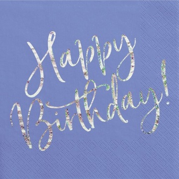 Zestaw Kubeczki Talerzyki Serwetki Granatowe Happy Birthday! URODZINY 44szt