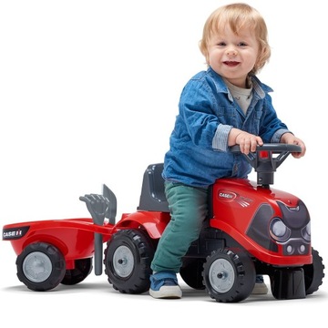 TRACTOR BABY CASE IH КРАСНЫЙ ПРИЦЕП ОТ 12 МЕСЯЦЕВ FALK