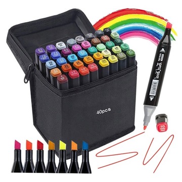 MARKERY ALKOHOLOWE PRO ZESTAW 40 SZT TOUCH + TORBA
