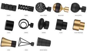 ОДИНАРНЫЙ КАРДИН 400 СМ 19 ММ МАТОВЫЙ ЧЕРНЫЙ МАТОВЫЙ БЕЛЫЙ ВЫБОР КОНЦОВ RENA