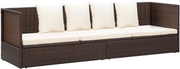 Sofa ogrodowa z poduszkami, 4-osobowa, brązowa, polirattan