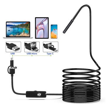 ЭНДОСКОПИЧЕСКАЯ КАМЕРА ДЛЯ ОСМОТРА ANDROID ТЕЛЕФОН ПК USB 3в1 10M