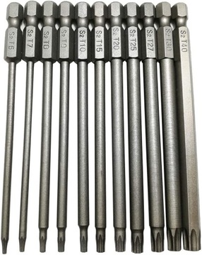 Длинные биты TORX, 11 шт., набор ключей 100 мм, 1/4 дюйма