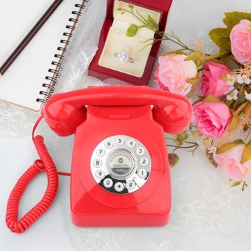 Гостевая книга на свадьбу, проводной телефон в винтажном стиле, красный