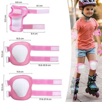OCHRANIACZE NA KOLANA ŁOKCIE ROLKI ROWER ZESTAW DLA DZIECI RÓŻOWY ROZ. M
