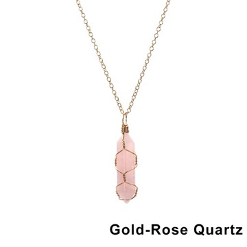 Natural Stone Crystal Necklaces Hexagonal Bullet