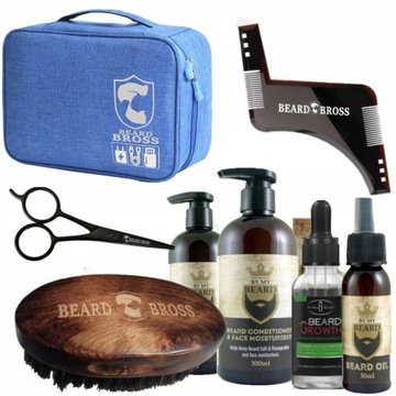 Набор кистей для бороды, расческа, трафарет для бороды