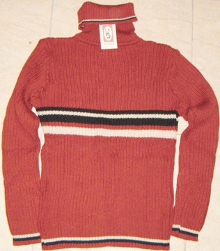 SWETER GOLF MĘSKI BRĄZOWY S-M 36-38-40 ACRYL 100%!