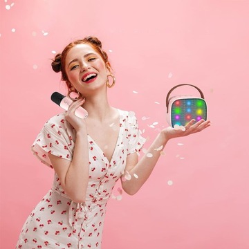 БЕСПРОВОДНОЙ КАРАОКЕ-МИКРОФОН BLUETOOTH ДИНАМИК РОЗОВЫЙ ПОДАРКИ ДЛЯ ДЕТЕЙ