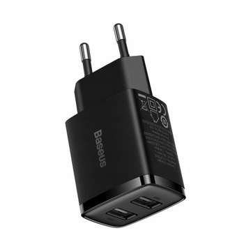 Настенное зарядное устройство BASEUS COMPACT QC 2xUSB 10,5 Вт ЧЕРНОЕ