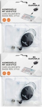 ETUI NA KARTĘ IDENTYFIKACYJNĄ z mechanizmem ściągającym 54x87mm Durable x 2