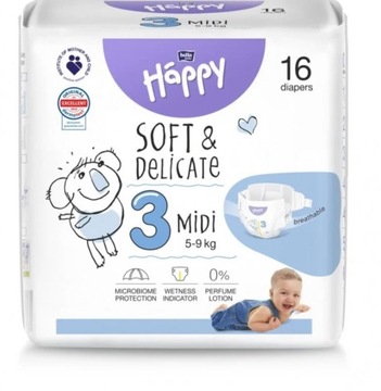 Pieluszki Bella Happy rozmiar 3 Midi 5-9 kg 16szt.