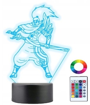 Lampka Nocna 3D Led Yasuo LOL Grawer Imię Prezent