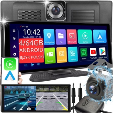 Radio Stacja Multimedialna Wideorejestrator DVR CarPlay Android 13 4/64GB