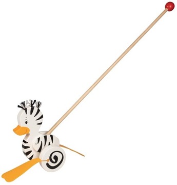 Толкатель Деревянная Утка Зебра на палочке Игрушка для годовалого ребенка Гоки